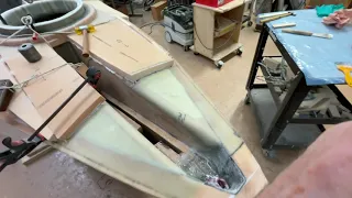 19 Nov 2022  The final pieces of Divinycell to the fore deck in place.