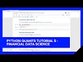 Python Quants Tutorial 5 - Financial Data Science Refinitiv Developers