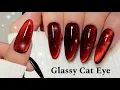 Trendy Glassy Red Cat Eye Nails Step-By-Step Tutorial