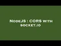 NodeJS CORS with socket io