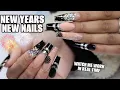 NEW YEARS NAILS 2024 Using Black Acrylic - Beginner Friendly
