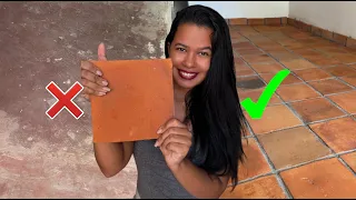Transformei o piso da casa da minha mãe usando lajotas de barro