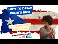 How to draw Puerto Rico Map How to colour Puerto Rico Flag and Map