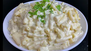 المعكرونة بالصوص الابيض بدون دجاج وبنفس طعم الوصفة الاصلية Pasta White Sauce Eng Subtitles 