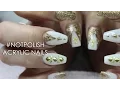 HOW TO WHITE AND GOLD GLITTER COFFIN ACRYLIC NAILS NAIL ART