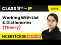 Working With List Dictionaries Theory - Exercise Class 11 Informatics Practices Chapter 4