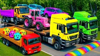 Flatbed Truck Mcqueen | Transportation with Truck - Pothole vs Car #01