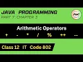 Java Class 12 Arithmetic Operators Unit 3 Information Technology IT Code 802