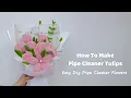 DIY Tulip Flower how to make tulips with pipe cleaners step by step easy tulip flower craft