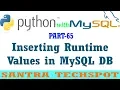 Inserting Runtime Values in MySQL DataBase Using Cursor Object in Python in Tamil