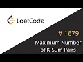 LeetCode 1679 MaxNumber of K-Sum Pairs JavaScript Live Coding