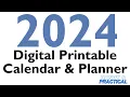 Digital Planner Printable Calendar 2024