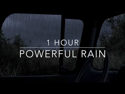 Download MP3 Powerful night thunderstorm - Heavy Rain and Thunder - Rain Sounds for sleep - 1 hour Windy Rain