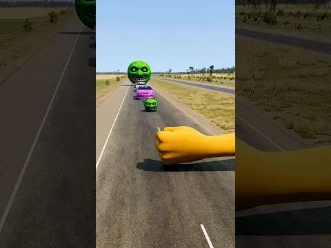 Colorful Small to Giant Car & Moon Car vs Giant Hammer Hand 😱 - BeamNG.Drive