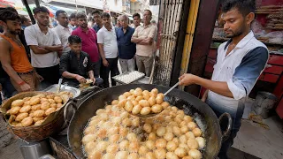 Huge Batch of Tiny Club Kachoris Fried in One Giant Kadai!
