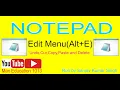 notepad edit menu undo cut copy paste delete