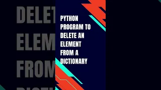 Python Program to Delete an Element From a Dictionary Hplus Academy Vijay Satish Londhe