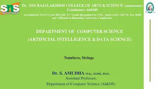NUMBERS AND STRINGS PYTHON SNS INSTITUTIONS