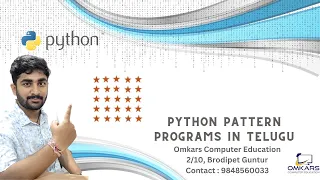 Python Pattern Programs in Telugu star pattern 5x5 Python Course in Guntur Python Training