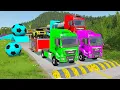 Download Lagu Double Flatbed Trailer Truck vs Speedbumps Train vs Cars | Tractor vs Train Beamng.Drive 076