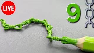 Carving an IMPOSSIBLE Green Chain from a Pencil! 🟢 (ASMR Micro Art LIVE)