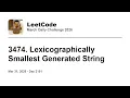 Daily Leetcode Mar 31 2026 - 3474 Lexicographically Smallest Generated String