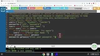 Python Authenticating user name and password