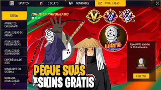 AÍ SIM!! PEGUE A SKIN DO OBITO? CONJUNTO GRÁTIS E NOVA ATUALIZAÇÃO DO FREE FIRE