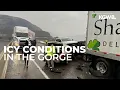 Icy conditions in Columbia River Gorge and eastern Oregon