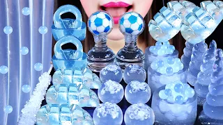 ASMR WHITE DESSERT JELLY NOODLES CUP KYOHO JELLY POPPING BOBA ALOE VERA JELLY NOODLES MUKBANG