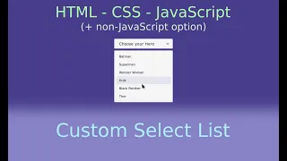 HTML CSS Plus JavaScript Option Custom Select List