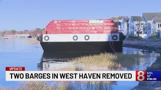 2 stuck barges removed from West Haven shoreline