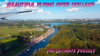 Flying over Holland on an amazingly beautiful day arriving in Amsterdam