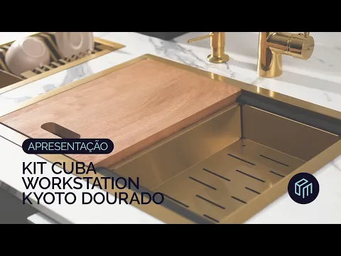 ✨kuu✨ Cuba Workstation de Cozinha Inox 54x41 cm (Kyoto Dourada Fosc