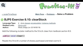 Java Practice It Exercise 8 10 clearStock classes instance methods