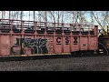 CSX 5311 8578 rail tie train unloading new ties