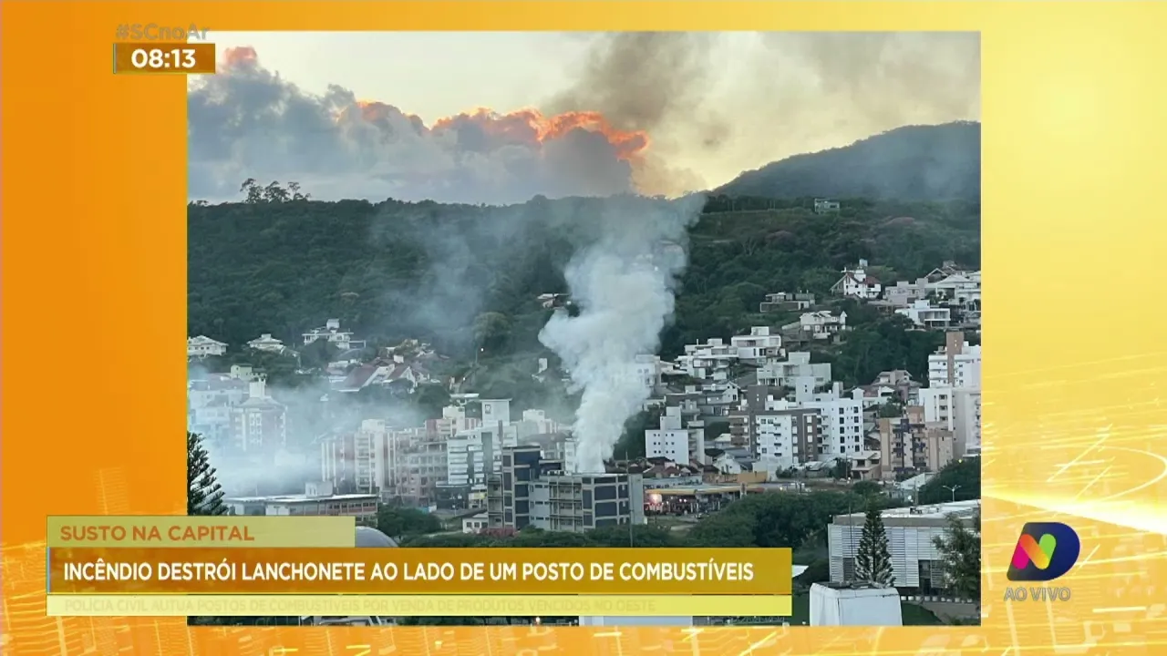 Incêndio destrói lanchonete ao lado de um posto de combustíveis em SC