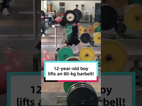 12-year-old boy lifts an 80-kg barbell!