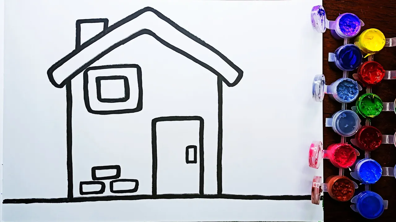 RUMAH | CARA MENGGAMBAR DAN MEWARNAI RUMAH MENGGUNAKAN CAT AKRILIK ATAU CAT AIR UNTUK ANAK-ANAK (2)