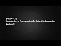 COMP1510 Lecture 2 Introduction to Scientific Computing