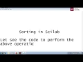 SCILAB TUTORIAL SORTING IN SCILAB
