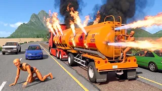 ОНИ НЕ УСПЕЛИ СПАСТИСЬ! БЕНЗОВОЗ ВЗОРВАЛСЯ НА ШОССЕ | BeamNG.drive