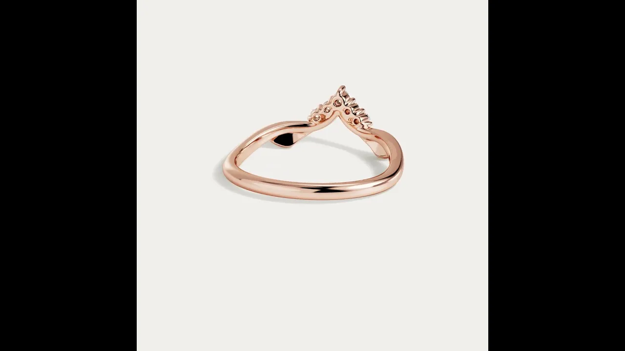 Sculpted Leaf Chevron Five-Stone Lab Diamond Wedding Band
