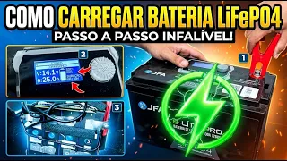 Como carregar uma bateria de LÍTIO LiFePO4 passo a passo | Pode recarregar com o som ligado?