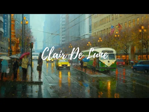 Download MP3 Debussy - Clair De Lune • 10 Hours w/ Rain \u0026 Fireplace • Relaxing Classical Music for Study/Sleep