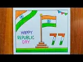 Republic Day Drawing Easy 26 January Drawing Republic Day Poster Happy Republic Day Drawing