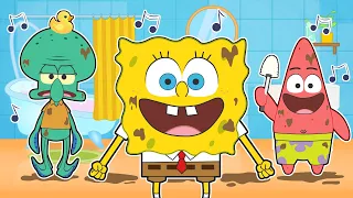CINCO BEBÉS 🧽🫧 Con Bob Esponja y sus Amigos Saltando en el Baño