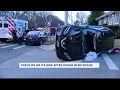 At least 3 hospitalized after crash leaves vehicle overturned in Bethpage