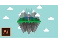 Illustrator Tutorial - Floating Island Landscape Flat Design