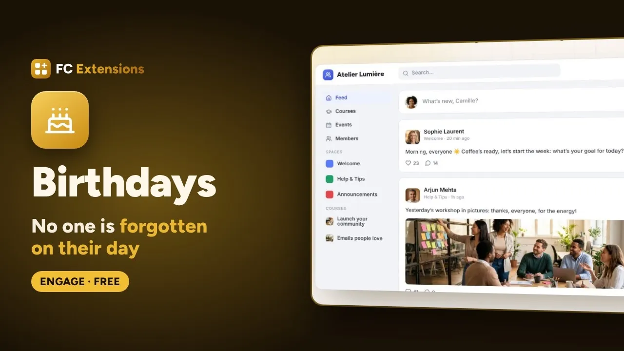 Birthdays for FluentCommunity: make sure no member is forgotten
